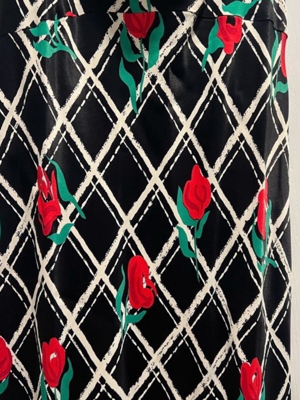 Anthropologie Black Midi Slip Dress with Red Rose Print - Picture 9 of 11